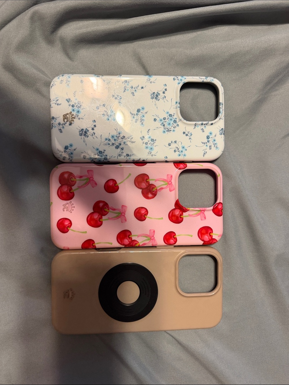 Velvet Caviar Floral Blue, Pink Cherry & Tan Phone Case Trio